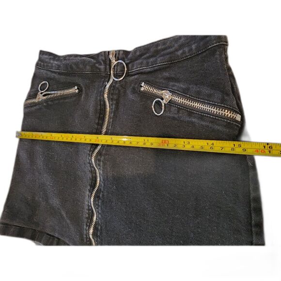 ZARA Mini Skirt zippered jeans women size Small Steampunk New Preppy Grunge - Picture 4 of 8